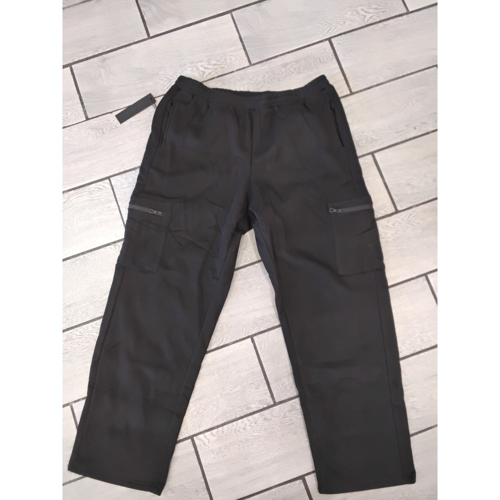 Ananke Mens Black Cargo Sweatpants Elastic Waist Zipper Pockets XXL NEW